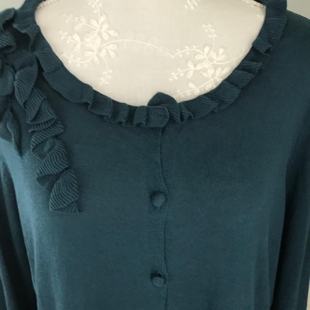NWT Talbots  Silk Blend Side Ruffle Cardigan SZ XL
